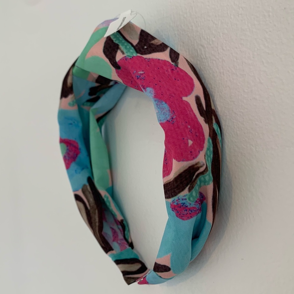 Painted Florals Knotted Headband NWT